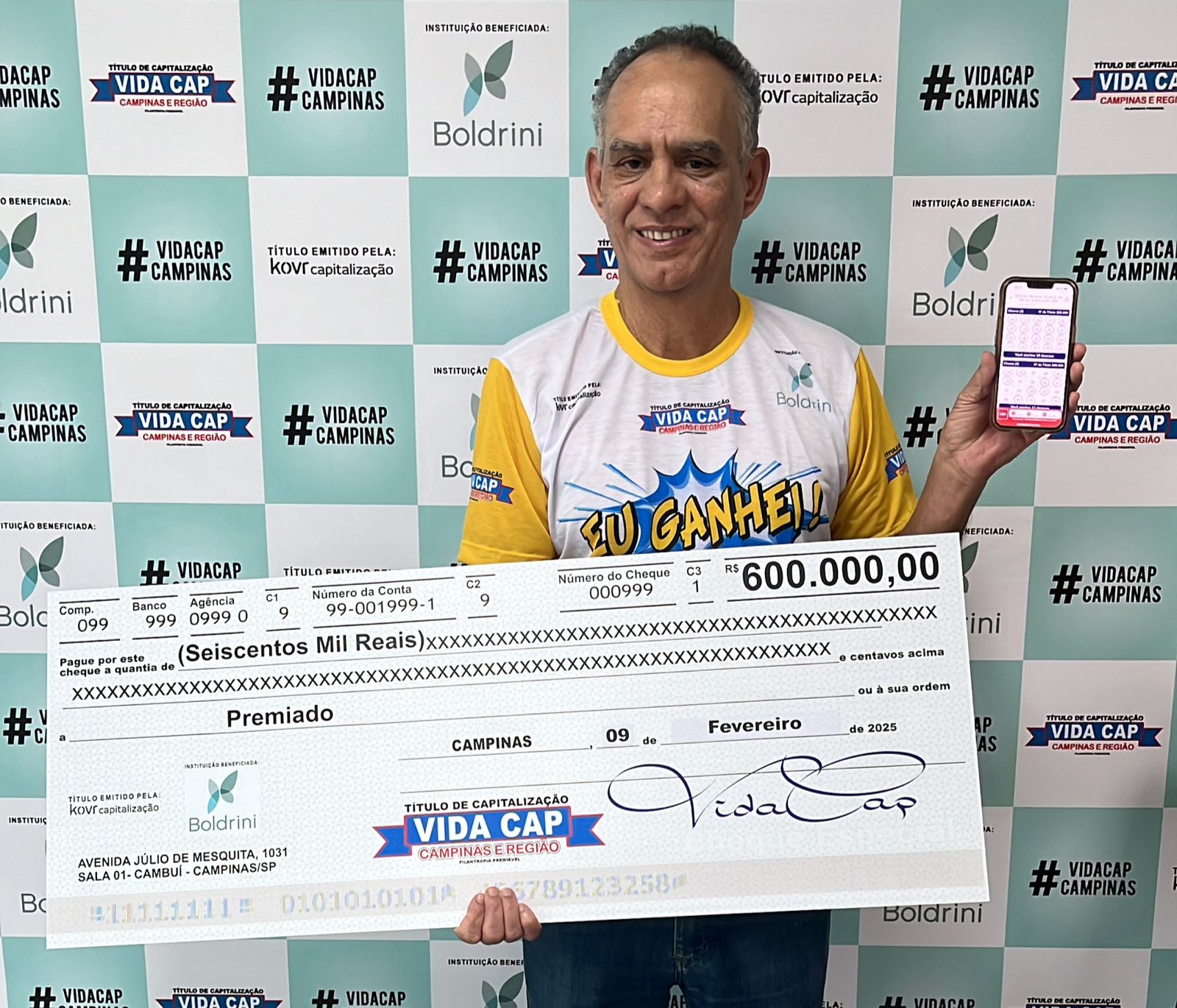 Aposentado de Campinas leva sozinho 600 mil reais e vai investir o dinheiro para garantir o futuro da família.  
